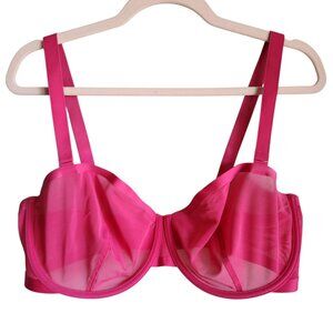 Cuup Bra Pink 40G Women's The Balconette Mesh Sheer Underwire Back Close